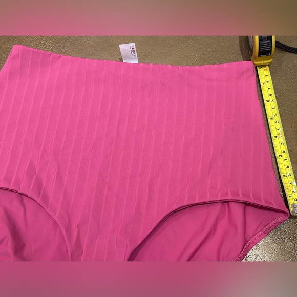 Lululemon Pink Ribbed Swim High Neck Long Line Top And High-waist Full Bottom, M - Picture 11 of 13